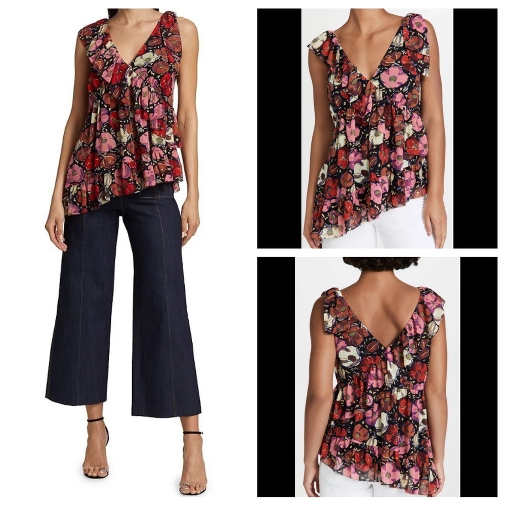 Cinq a Sept asymmetric floral top 20187